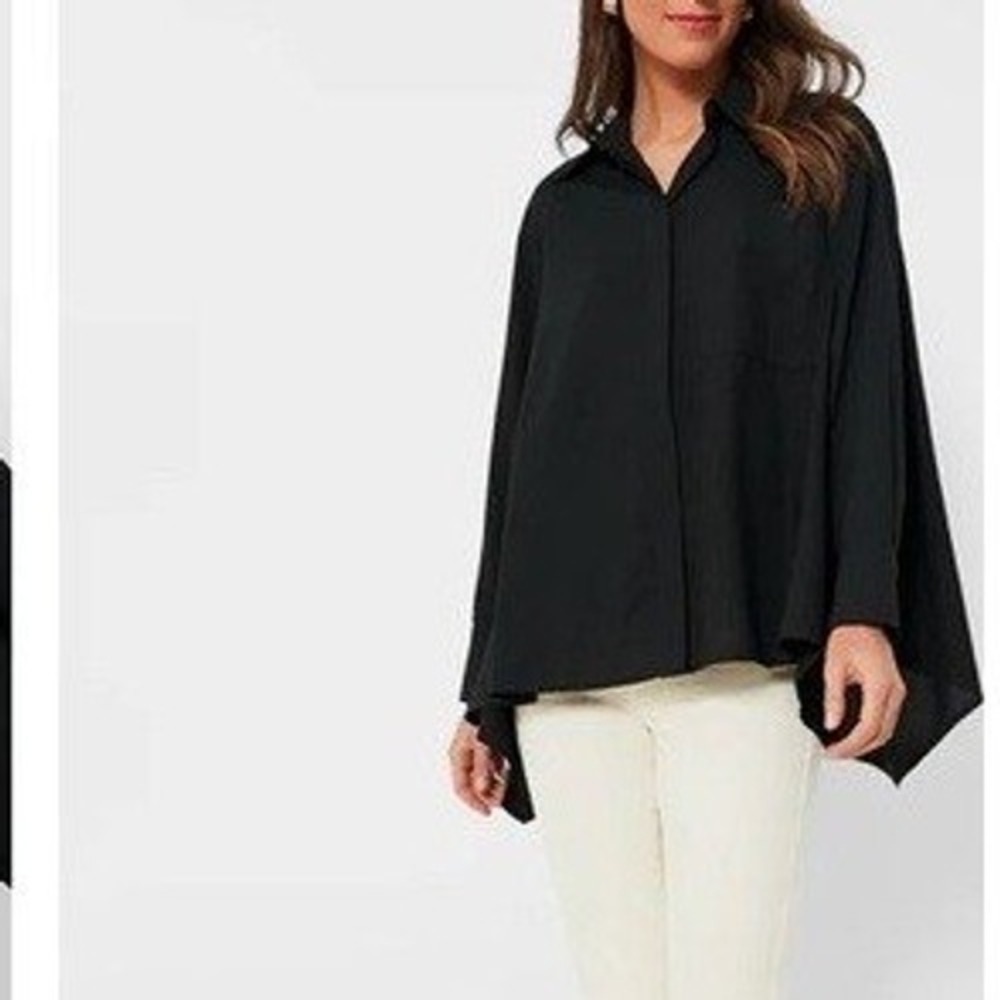 Tuckernuck Women's Swing Style Black Button Down Blouse Flowy Oversized NWT Sz S